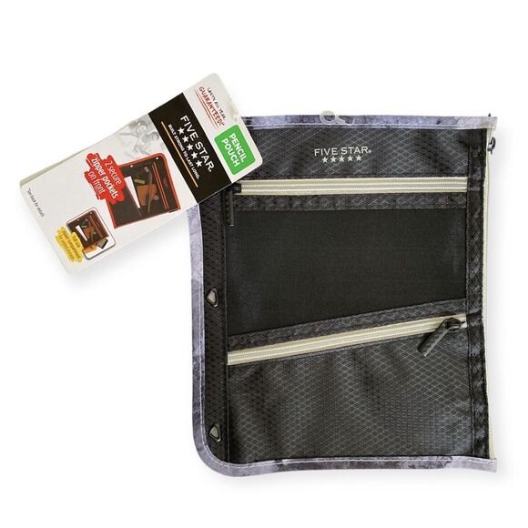 MEAD FIVE STAR Durashield Pen Pencil Pouch for Binder Zippered Black Gray NEW - Picture 6 of 6